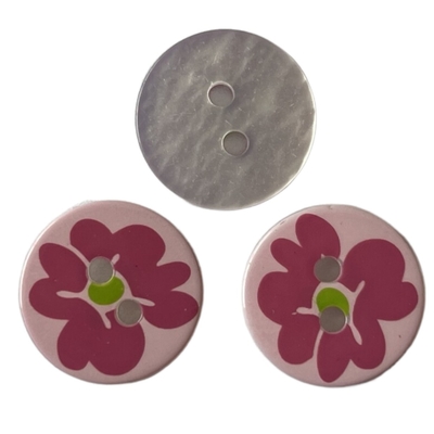 Boutons en plastique imprimés en soie de fantaisie de fleurs colorées avec le trou 2 dans 26L pour des accessoires de vêtement