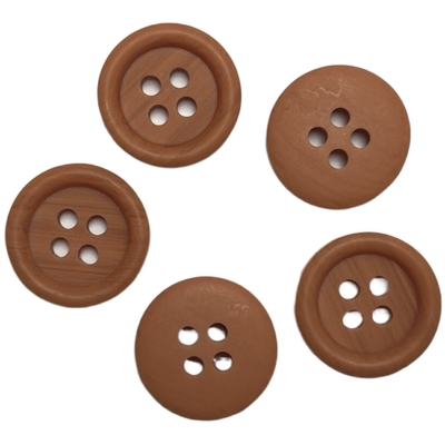 Le polyester en bois de Faux boutonne quatre la forme ronde de couleur d'abricot du trou 26L avec la jante