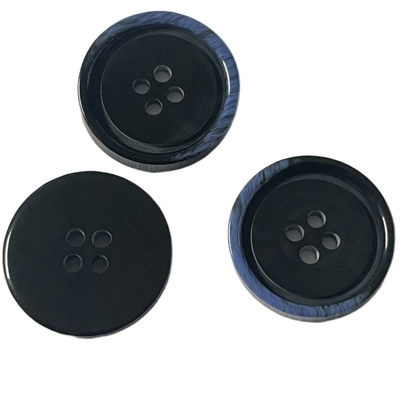 Boutons en plastique de couture de résine de Diy avec le trou de Rim Chalk Back In 32L 4 de bleu de moitié de klaxon de Faux