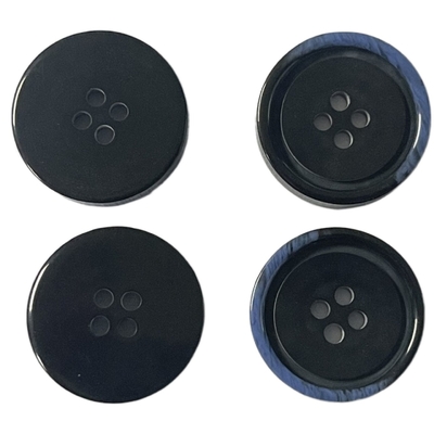 Boutons en plastique de couture de résine de Diy avec le trou de Rim Chalk Back In 32L 4 de bleu de moitié de klaxon de Faux