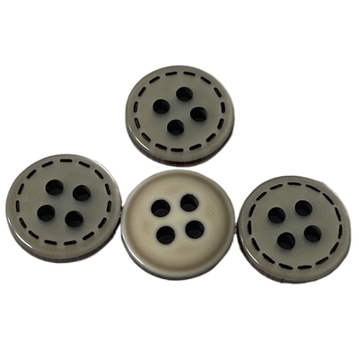 4 trous que 18mm Silked impriment les boutons de chemise en plastique emploient sur l'habillement de chemisiers de chemise